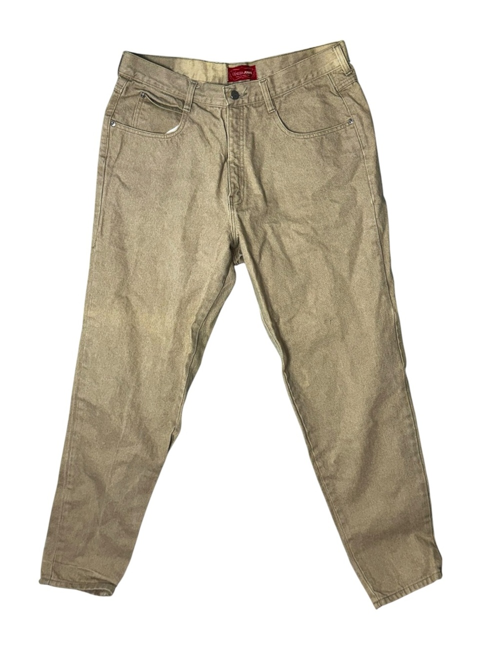 Vintage Venezia Jeans Womens 18 Khaki Beige Denim Pants Y2K Straight Leg